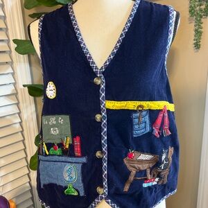 Vintage 90s Teacher Embroidered Vest Women's